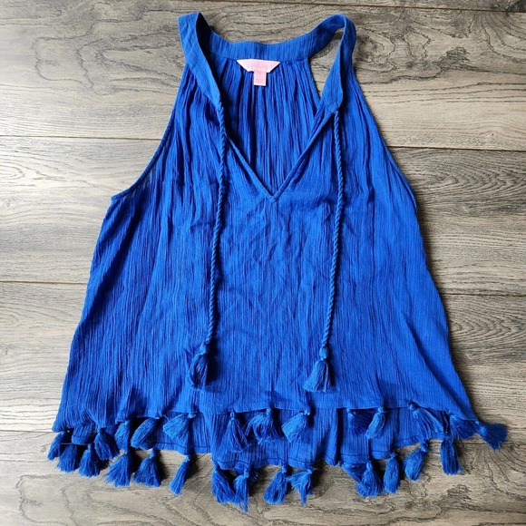 Lilly Pulitzer Tops - Lilly Pulitzer Blue Tassel Tank Small